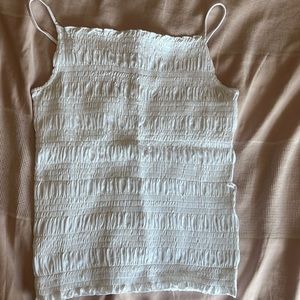 NWT H&M fitted white smocked top